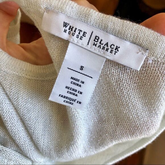 White House Black Market Silver and White Sparkle Asymmetrical Keyhole Dress - Picture 12 of 14